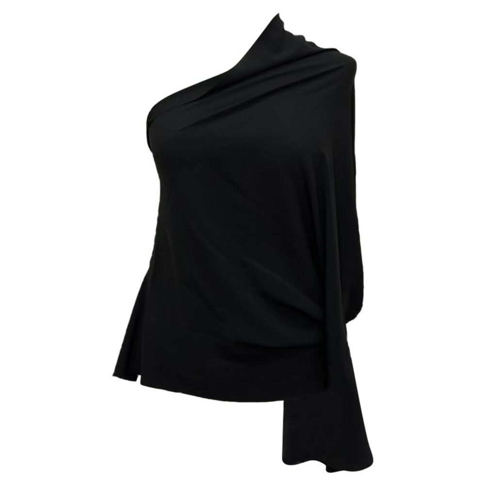 Rick Owens One-Shoulder Blouse in Black Acetate